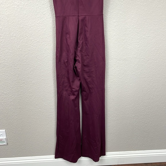 Amanda Uprichard Davina Ruffle Mock Neck Flare Jumpsuit Merlot Burgundy Sz XS - Picture 7 of 12